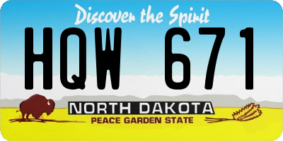 ND license plate HQW671