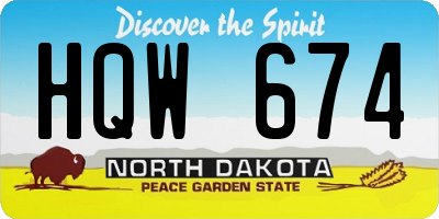 ND license plate HQW674