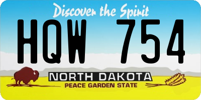 ND license plate HQW754