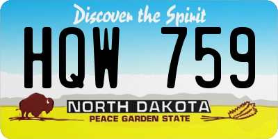 ND license plate HQW759