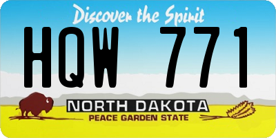 ND license plate HQW771
