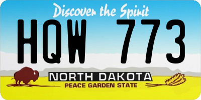 ND license plate HQW773