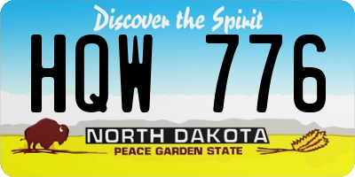 ND license plate HQW776