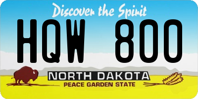 ND license plate HQW800