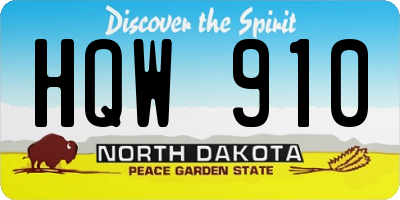 ND license plate HQW910