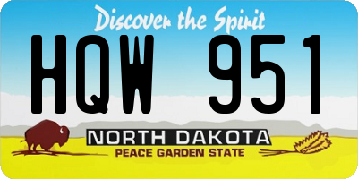ND license plate HQW951
