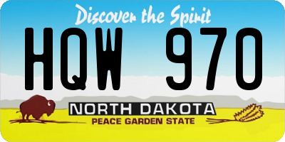 ND license plate HQW970