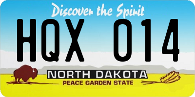 ND license plate HQX014