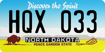 ND license plate HQX033