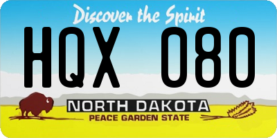 ND license plate HQX080