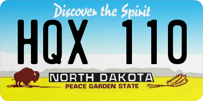 ND license plate HQX110