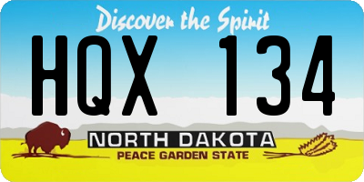 ND license plate HQX134