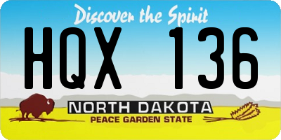 ND license plate HQX136