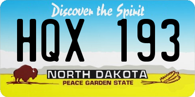 ND license plate HQX193