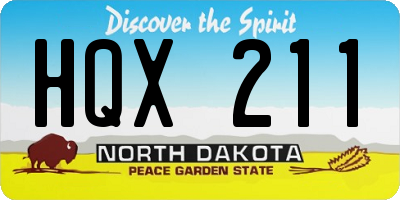 ND license plate HQX211