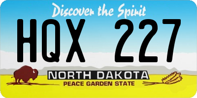 ND license plate HQX227