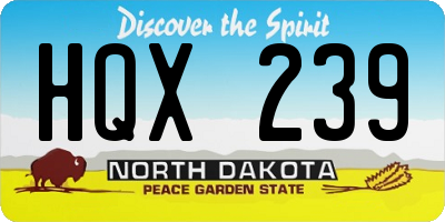 ND license plate HQX239