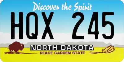 ND license plate HQX245