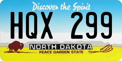 ND license plate HQX299