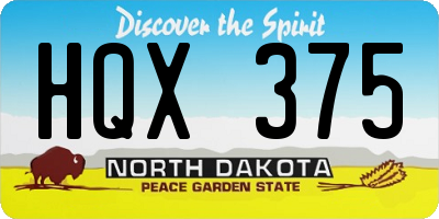 ND license plate HQX375