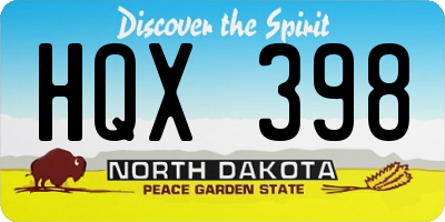 ND license plate HQX398