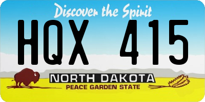 ND license plate HQX415