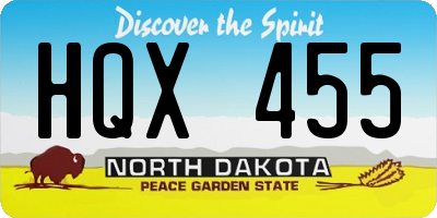 ND license plate HQX455