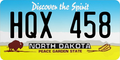 ND license plate HQX458