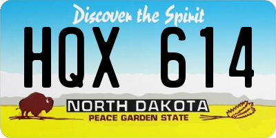 ND license plate HQX614