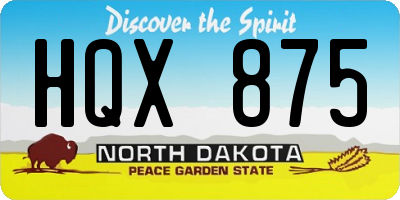 ND license plate HQX875
