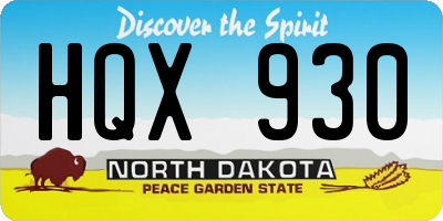 ND license plate HQX930