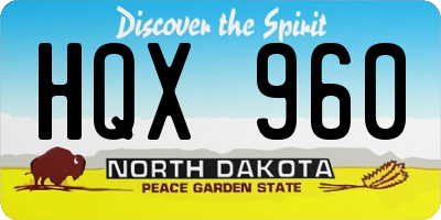 ND license plate HQX960
