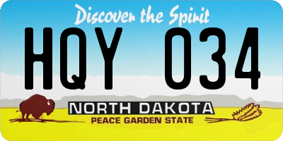ND license plate HQY034