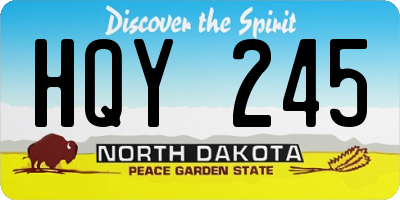 ND license plate HQY245