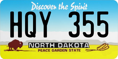 ND license plate HQY355