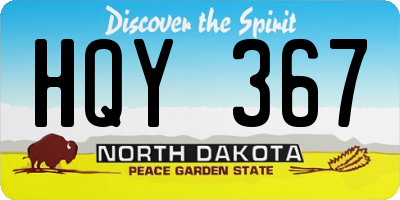 ND license plate HQY367