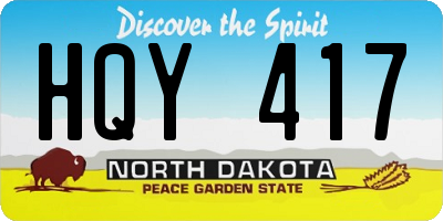 ND license plate HQY417