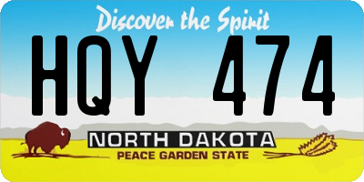ND license plate HQY474
