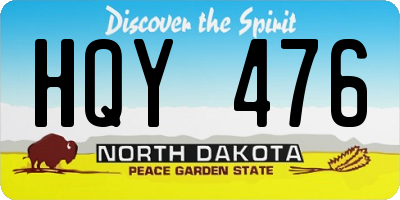ND license plate HQY476