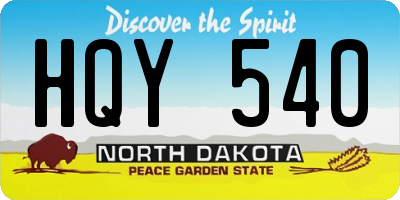 ND license plate HQY540