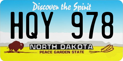 ND license plate HQY978