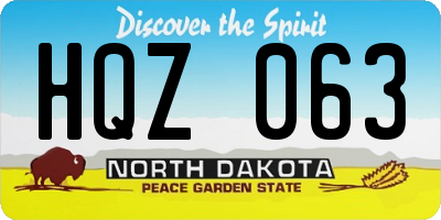 ND license plate HQZ063