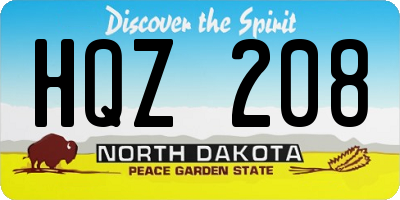ND license plate HQZ208