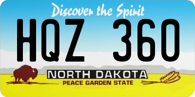 ND license plate HQZ360