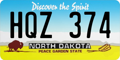ND license plate HQZ374