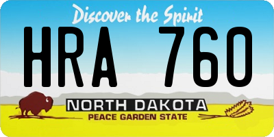 ND license plate HRA760