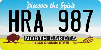 ND license plate HRA987