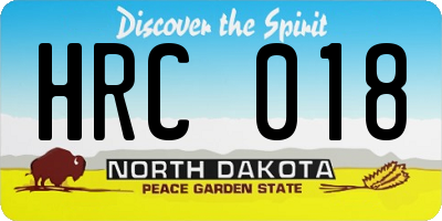 ND license plate HRC018