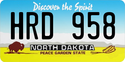 ND license plate HRD958