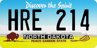 ND license plate HRE214